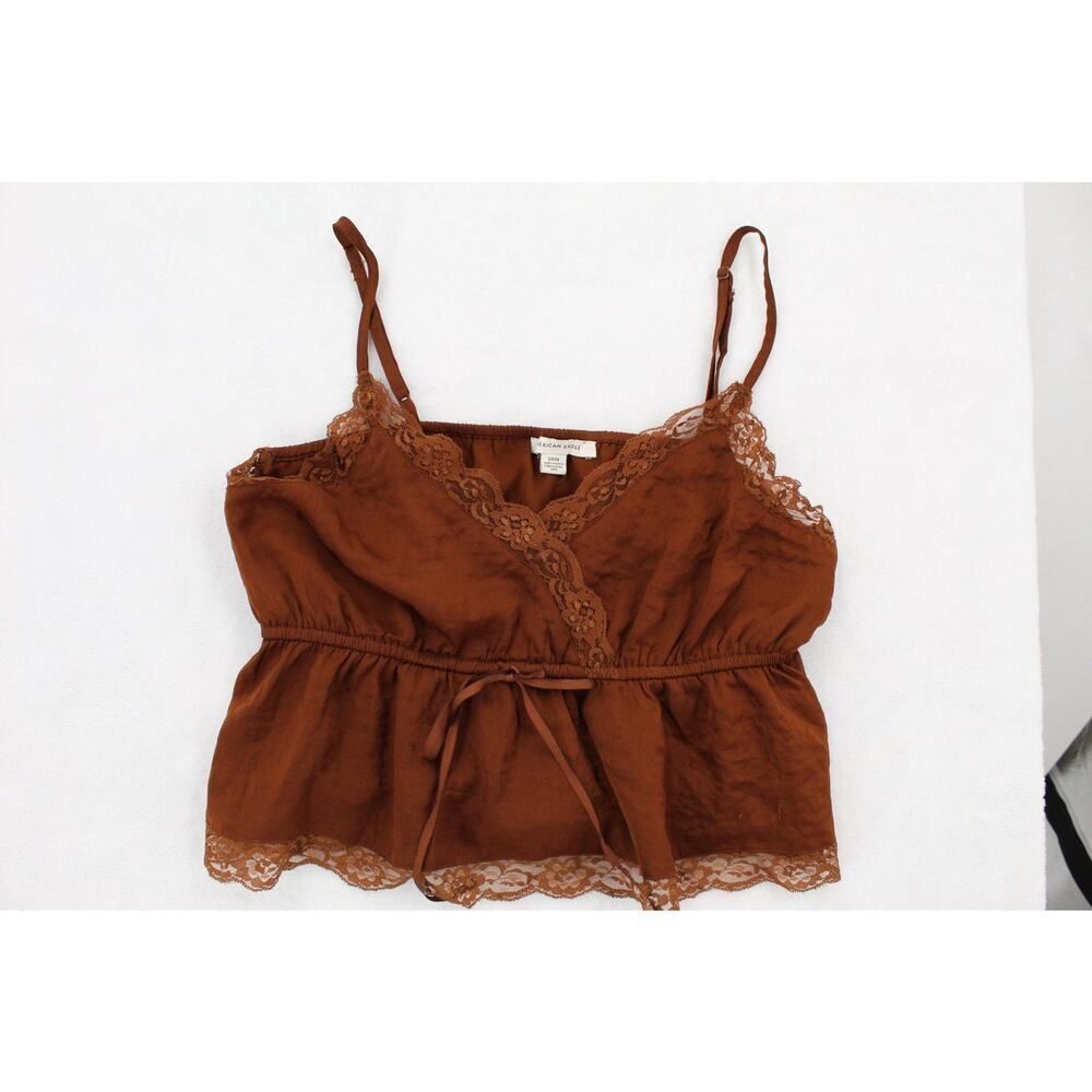 American Eagle Prettiest Lace Cami Brown Babydoll Tank Top Women’s Size Small